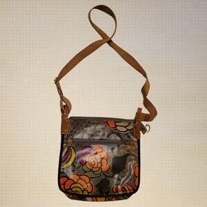 Fossil Vintage Blue Leather Messenger Bag 90s Y2K Adjustable Strap